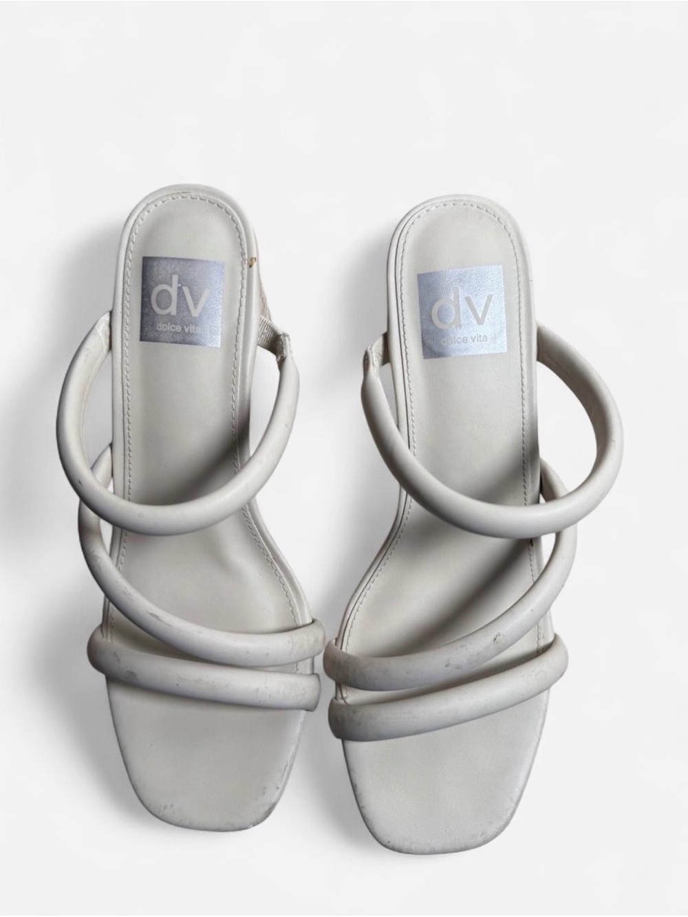 Dolce Vita White Triple-Strap Slide Sandals